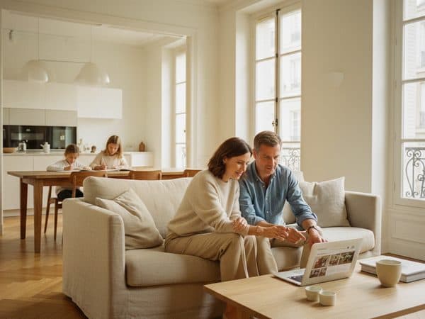 Famille recherchant un artisan sur internet